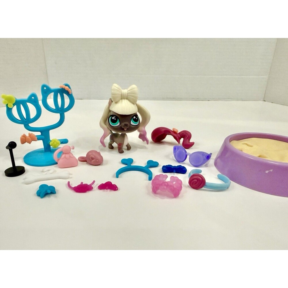 LPS Janette El Gato #4012 Short Hair Cat w/ 2 Wigs Accessories Littlest Pet Shop